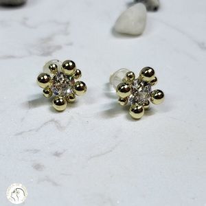 925 silver gold plated zirconia studs